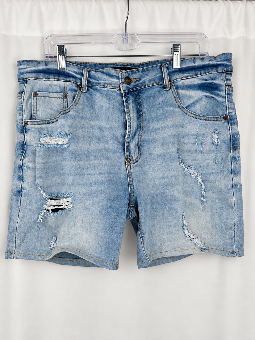 Aeropostale Men’s Cut Off Distressed Denim Shorts Size 36 Light Wash